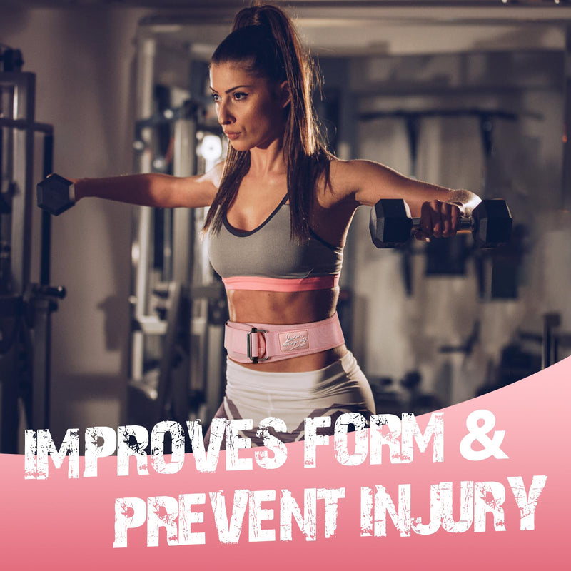 Lifting Belt Women (4 Inch Wide) Self-Locking Weightlifting Belt for Ladies Gym Cross Training, Bodybuilding, Deadlifts, Squats Power Lifting- Adjustable Olympic Lifting Lower Back Support S PINK