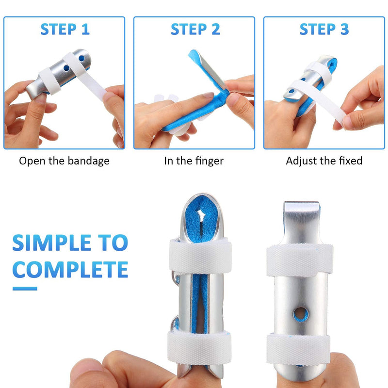 BBTO 6 Pieces Finger Splints Metal Finger Support Finger Stabilizer for Adults and Children Finger Knuckle Joint Fixation, 3 Sizes (Blue)