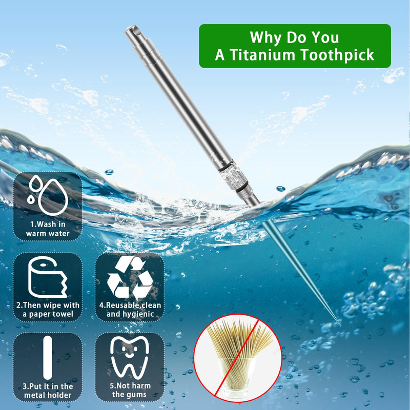 6 PCS Metal Toothpick Portable Toothpick Reusable Toothpick Pocket Toothpicks with Keychain Stainless Steel Dental Picks Travel Large Toothpicks Pocket Toothpick Holder Set - BeesActive Australia