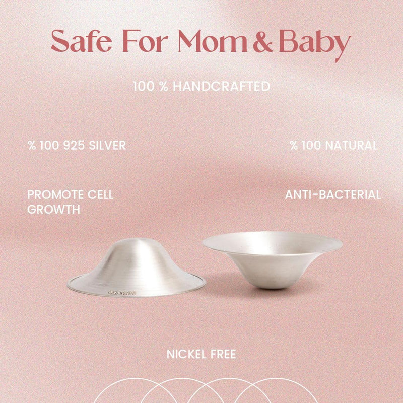 The Orginal Silver Nursing Cups – Silver Nipple Shields for Breastfeeding - Nipple Guards Protector for Breastfeeding - Nipple Shields for Nursing Newborn – Nickel Free – 925 Silver - BeesActive Australia