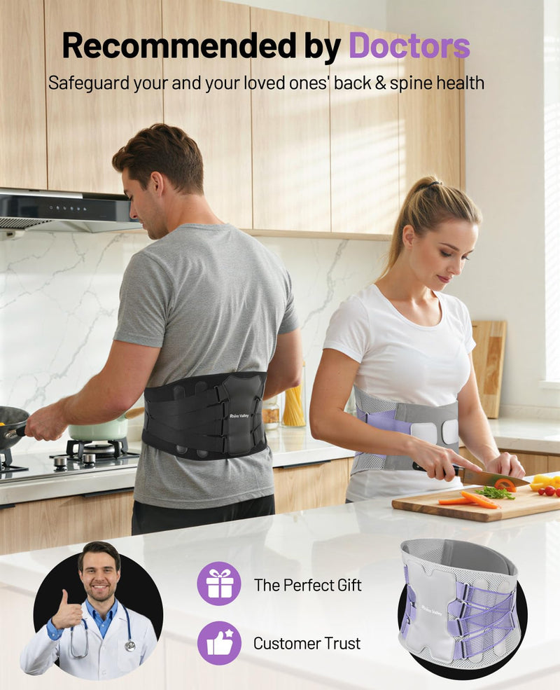 Back Brace for Women, Support Brace for Lower Back Pain Relief, Adjustable Lumbar Support Belt with Lumbar Pad, Ergonomic Breathable Immediate Relief Brace for Herniated Disc Sciatica Scoliosis,M A-Purple M - BeesActive Australia