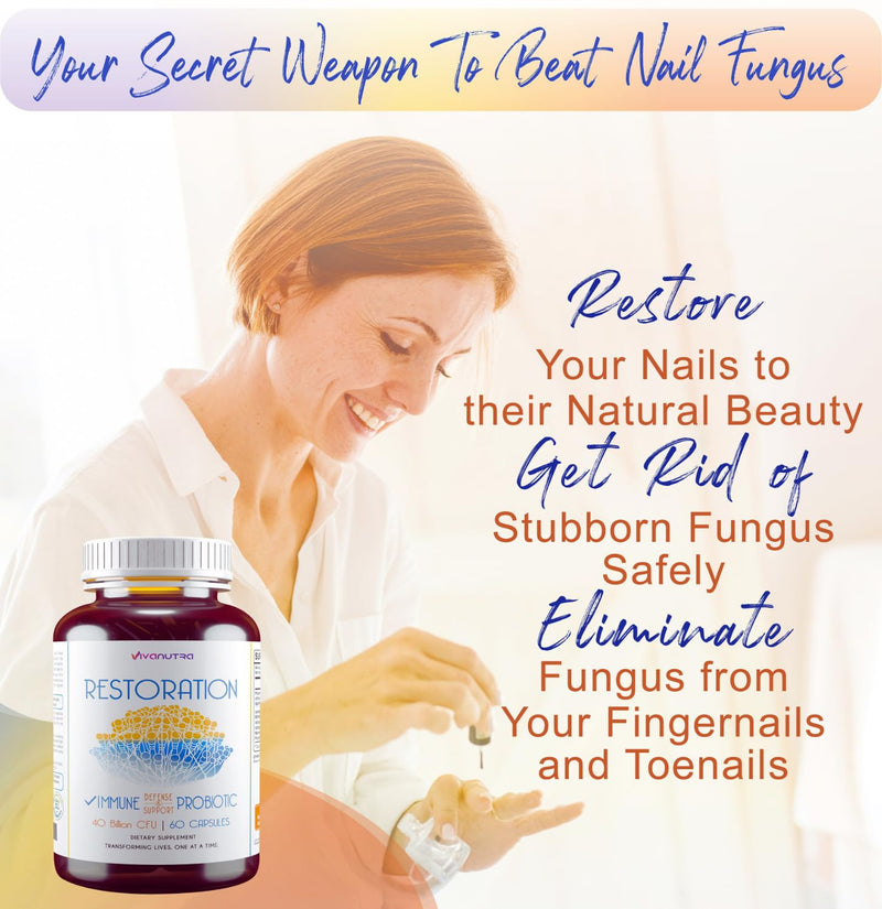 Restoration Toenail Fungus Treatment Probiotic Pills - Nail Fungus Treatment For Toenail, fungus Fungi Foot Repair Extra strength, Intensive Toe Nail renewal feet Fungus Supplement - Month Supply 60ct - BeesActive Australia