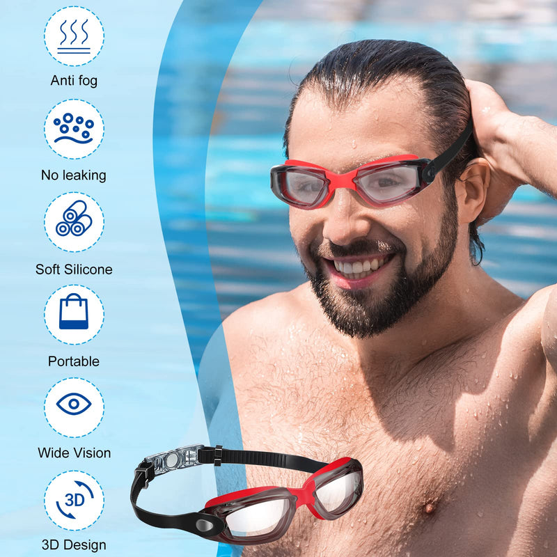 Flutesan 6 Pack Swimming Goggles Adult Kids Anti Fog Pool Goggles with Ear Plugs Nose Clip No Leaking Full Protection Fresh Color 6.3 x 1.6 Inches