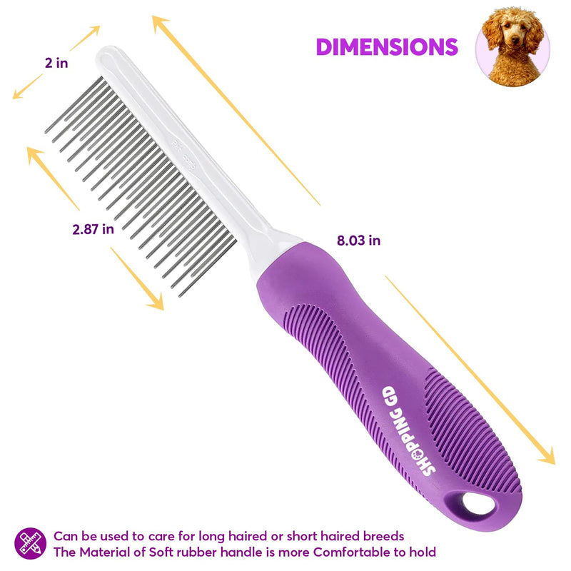 Detangling Pet Comb for Dogs & Cats with Long & Short Stainless Steel Metal Teeth for Removes Tangles and Knots - Detangler Grooming Tool for Dematting Matted Fur. - BeesActive Australia