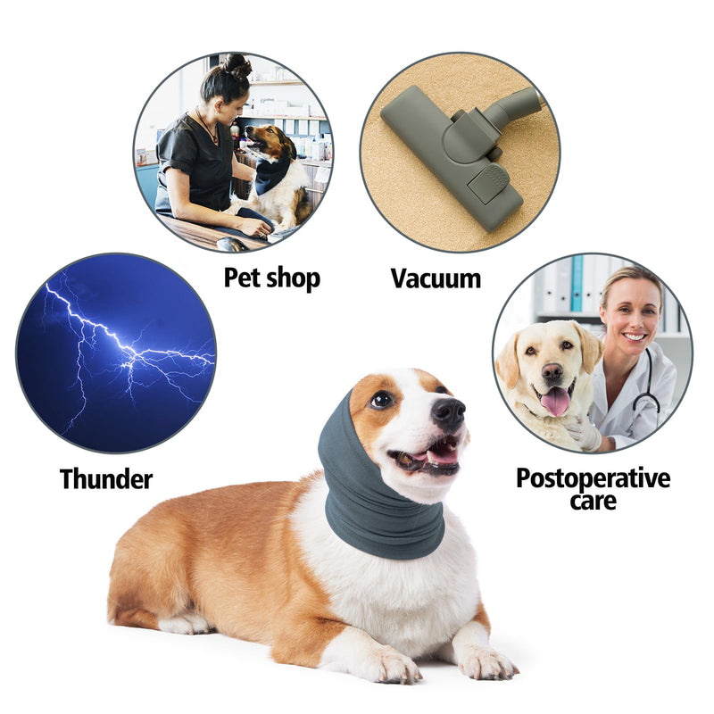 Calming Dog Ear Covers for Noise Protection - Headband for Anxiety Relief, Noise Canceling for Fireworks, Thunderstorms - Grooming Aid (Blue, S) Blue