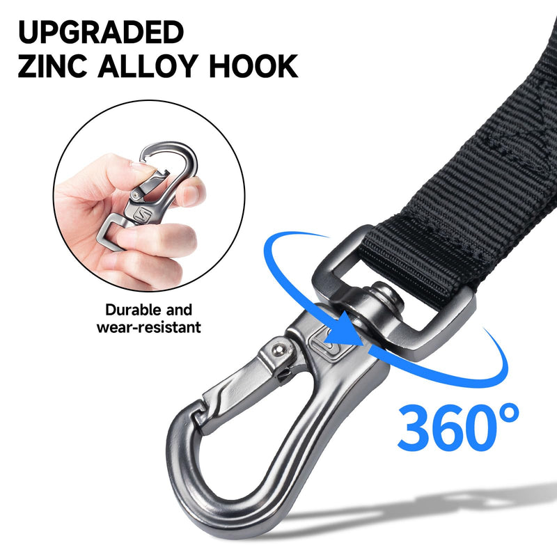 EXCELLENT ELITE SPANKER Military Bungee Dog Leash Elastic Leads Rope with 2 Padded Control Handle for Medium and Small Dogs (Black) Black - BeesActive Australia