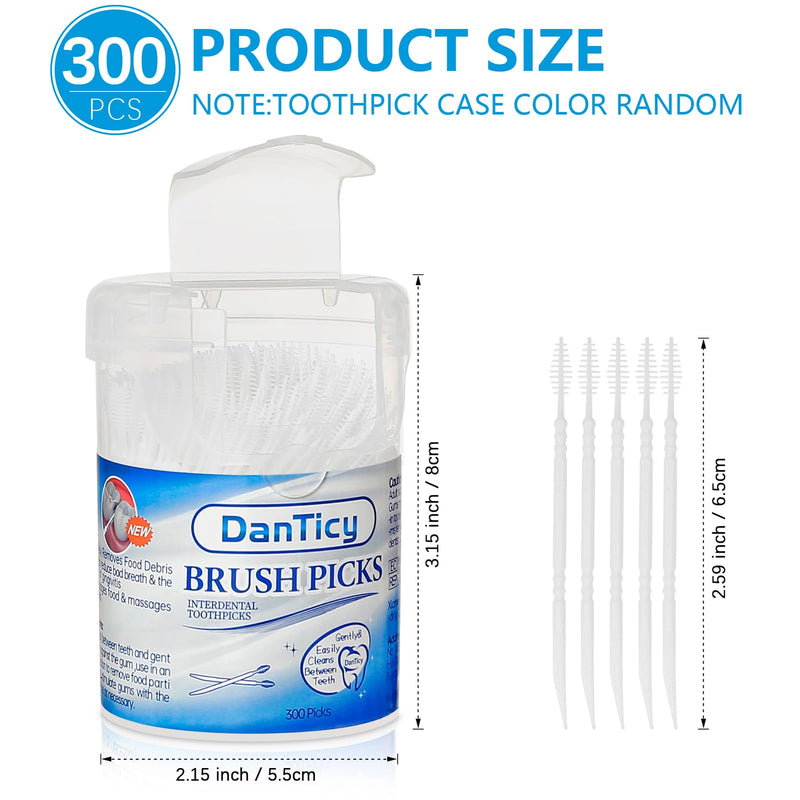 Brushpicks Interdental Toothpicks,Soft Bristle Dental Floss Picks Toothpicks,Helps Removes Plaque and Debris Between Your Teeth 300PCS (Pack of 1) 1 Count (Pack of 300) - BeesActive Australia