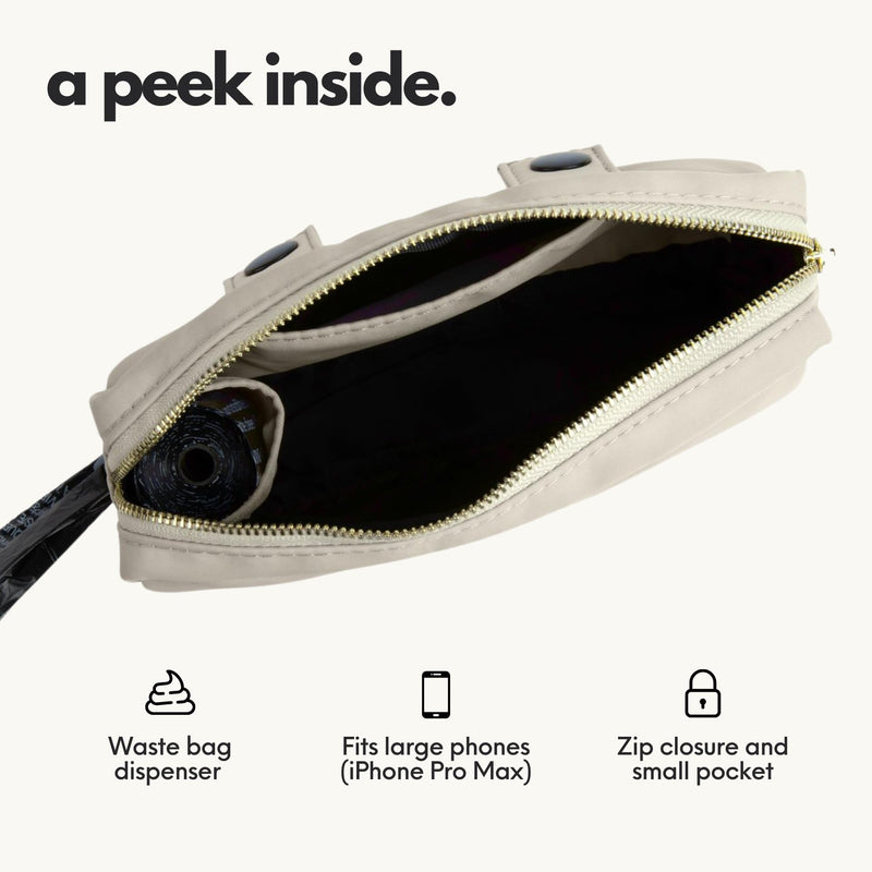 elby - Hands Free Dog Leash with Dog Treat Pouch - Cross Body and Waist Leash - Dog Training Leash with Fanny Pack - Dog Walking Accessories and Walking Essentials - Leash for Medium and Large Dogs Regular Beige - BeesActive Australia