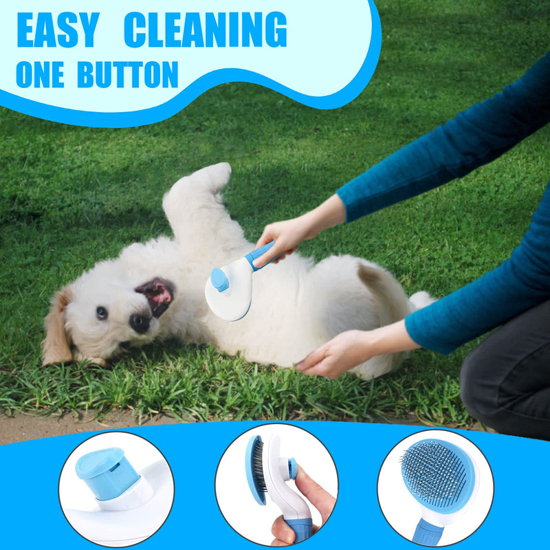 Dog Grooming Kit - 5 Pieces: Slicker Brush, Shedding Brush, Puppy Brush, Flea Comb, and Detangler Hair Brush Set in Blue B-Blue 5 Kits - BeesActive Australia