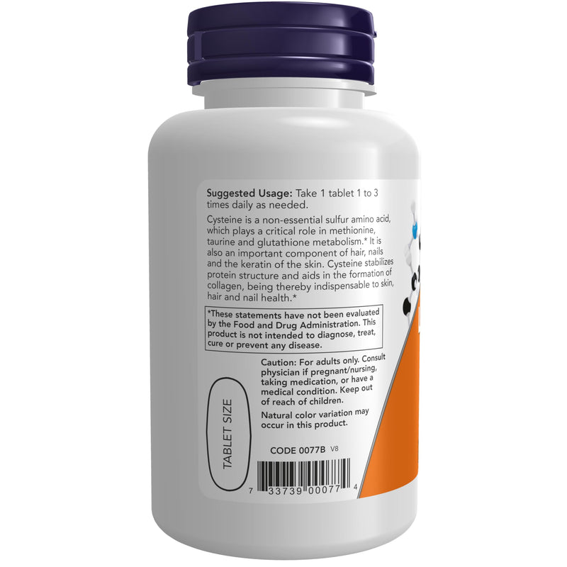 NOW Supplements, L-Cysteine 500 mg with Vitamins B-6 and C, Structural Support*, 100 Tablets (Pack of 2) 100 Count (Pack of 2)