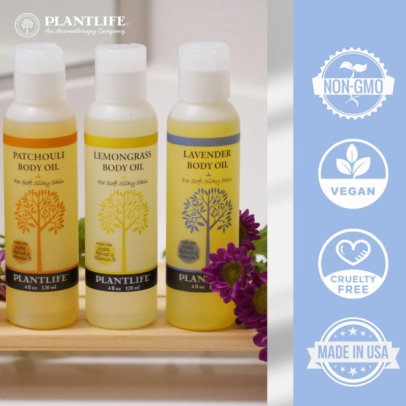 Plantlife Herbal Neem Body Oil, Hydrating, Non-Greasy, Fast-Absorbing, 4 oz | Doubles as massage oil, moisturizing, lightweight, for dry skin, all skin types, locks in moisture, soft smooth skin