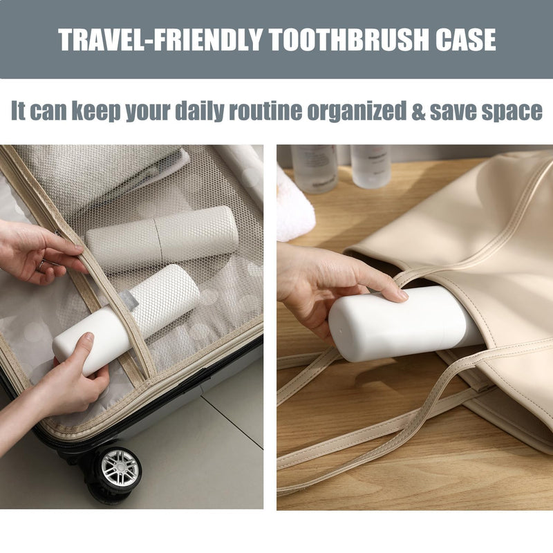 Toothbrush-Travel-Case-Minimalist, Small-Toothbrush-Holder-Easy-Cleaning, Comfortable-Portable-Toothbrush Travel-Container-for-Camping-School-Trip White - BeesActive Australia