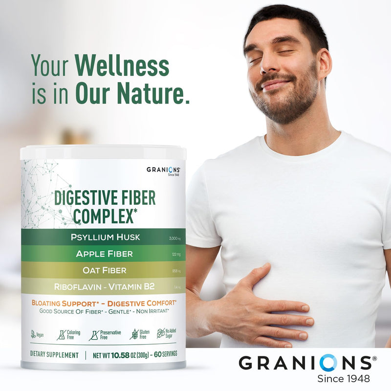 Psyllium Husk Powder 4in1 Digestive Fiber Supplement - Gut Health, Bloat Relief for Women and Men, Soluble and Insoluble Psyllium Husk Fiber Powder, Vitamin B2 - Vegan, Unflavored, Sugar-Free, 60 Day 10.6 Ounce (Pack of 1)
