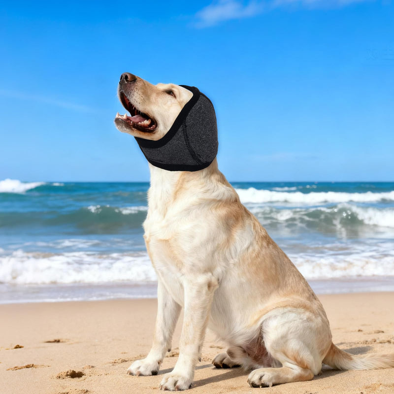 Rbenxia Dog Ear Muffs Dog Quiet Ear Cover for Hematoma, Bathing, Drying, Swim& Noise Anxiety, No Shake Ear Wrap for Grooming Reusable Dog Ear Protection for Calming (Grey, Medium) Grey