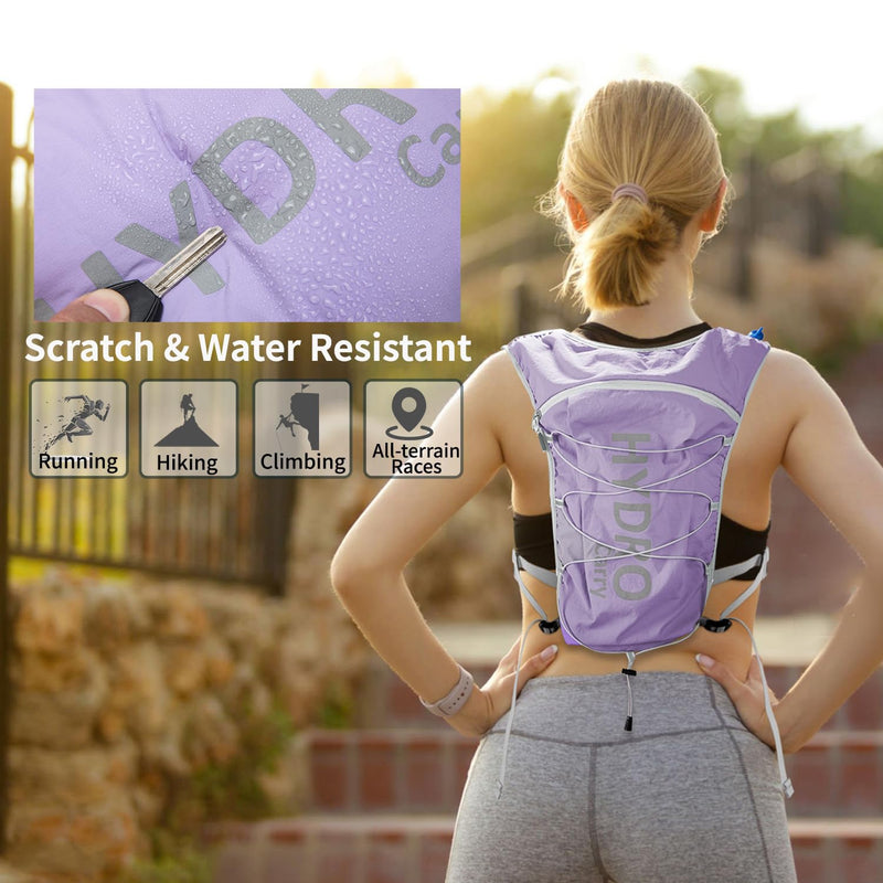 Lightweight Running Vest for Women and Men Hydration Backpack Pack with 1.5L Water Bladder Bag for Hiking Trail Running Gear Cycling Marathon Lavender