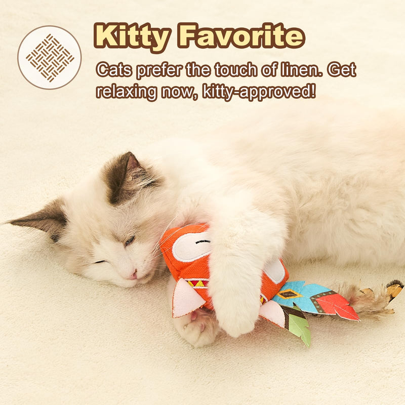 Jiupety Cat Toys Jungle Animals Interactive Cat Toys for Indoor Cats 3 Pack Catnip Toys and Feather Cat Toys Bite Resistant 10.6 Inches Animal - BeesActive Australia