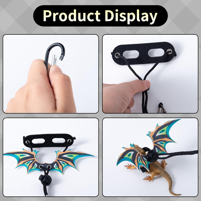 2 Pack Bearded Dragon Lizard Harness Leash Set, Adjustable Reptile Lizard Leashes with Adorable Dinosaur Wing for Geckos, Chameleon, Lizard - BeesActive Australia