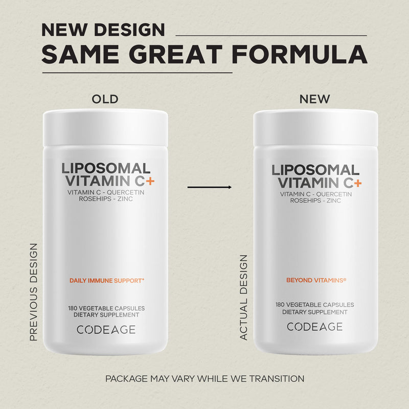 Codeage Liposomal Vitamin C 1500mg with Zinc, Elderberry, Citrus Bioflavonoids Grapefruit, Lemon, Orange Powder, Quercetin & Rose Hips Fruit – Vegan Supplement - Non-GMO, Vegan Pills, 180 Capsules 1
