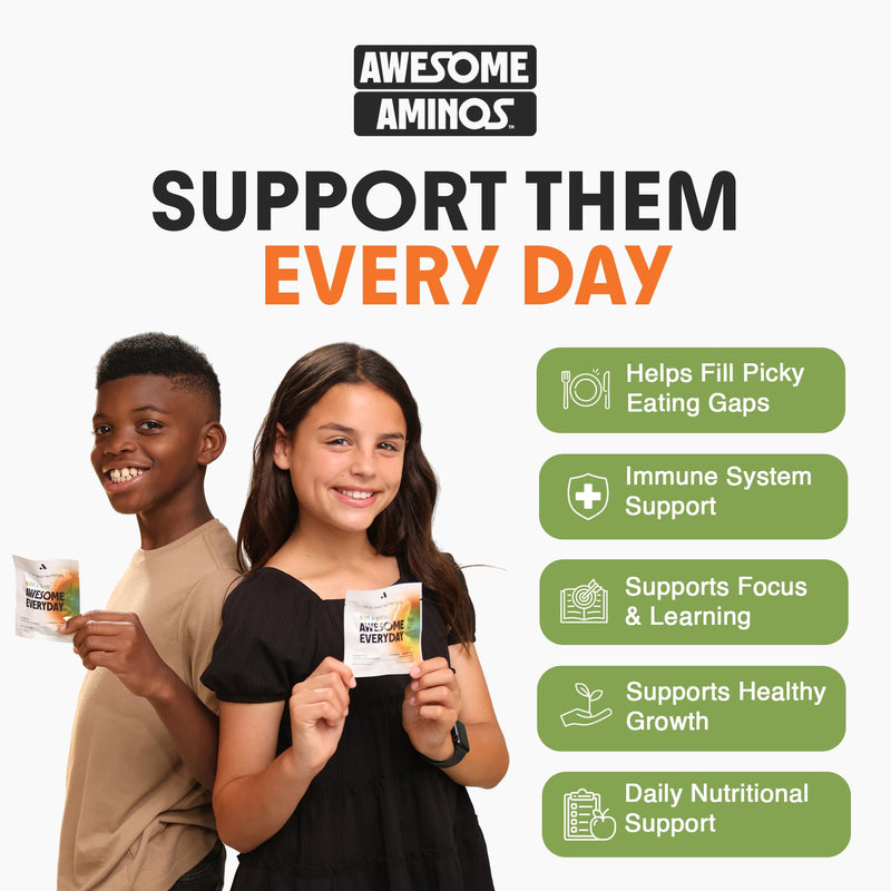 Awesome Everyday - Essential Daily Nutrition Gummies - Kids - 10 Count | Contains 9 Essential Amino Acids, Features 19+ Vitamins and Minerals, Has 55+ Fermented Superfoods and Greens Blend Kids & Teens 10 Count (Pack of 1)
