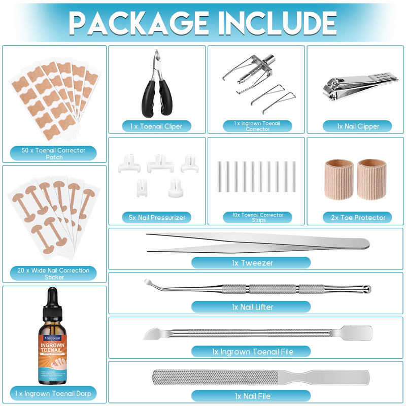 Ingrown Toenail Removal Kit, Professional Ingrown Toenail Tool Kit Includes Ingrown Toenail Corrector Drops, Corrector Patch, Toenail Clipper, Nail File Lifter Pedicure Tools - BeesActive Australia