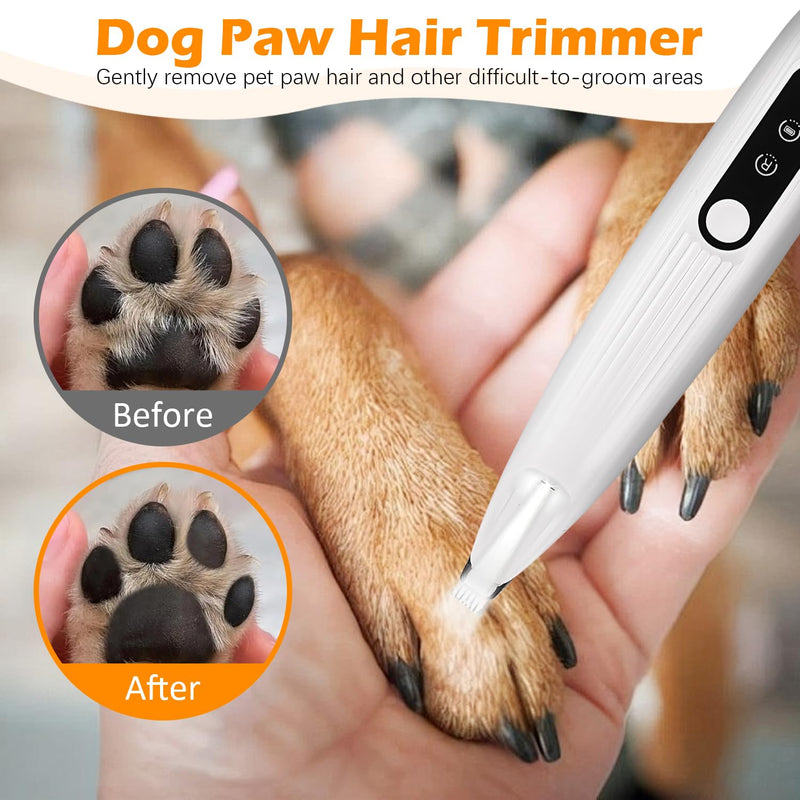Dog Paw Trimmer with LED Light, 2025 Upgrades Pet Micro Exquisite Trimmer for Dogs Grooming Clippers, 35dB Low Noise Paws Clipper for Dogs and Cats Trimming Paws, Eyes, Ears, Face, and Rump (White) White - BeesActive Australia