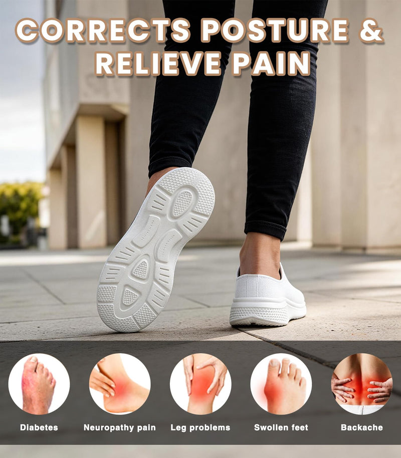 Women's Orthopedic Slip-On Mules Sneakers for Plantar Fasciitis Easy Off Recovery Backless Knit Comfortable Lightweight with Arch Support Walking Shoes for Travel, House & Office 8.5 White