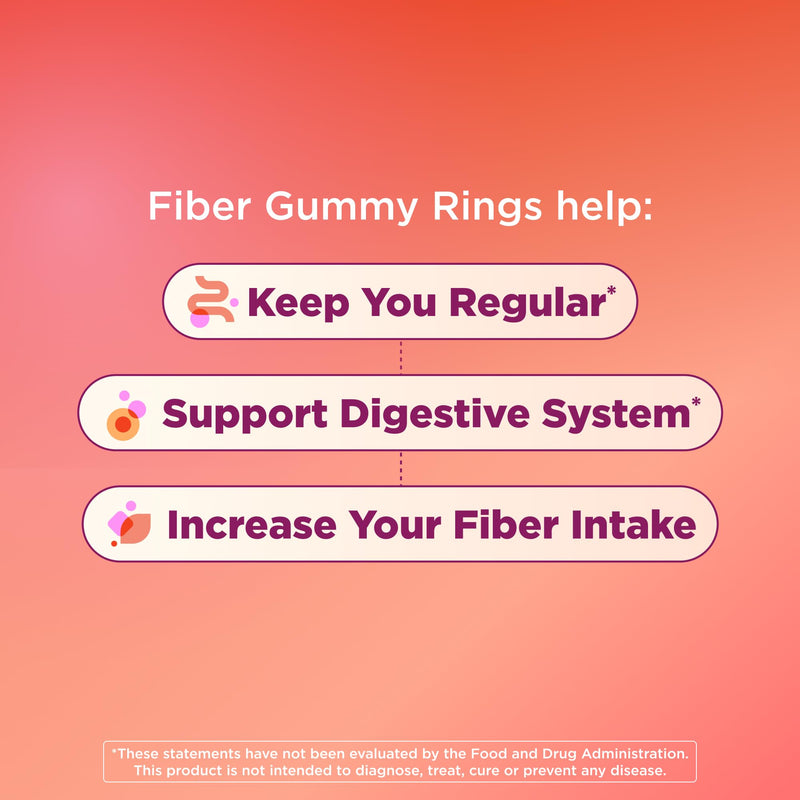 OLLY Fiber Gummy Rings Digestive Health Supplement, Berry Melon - 100 Count 100 Count (Pack of 1)
