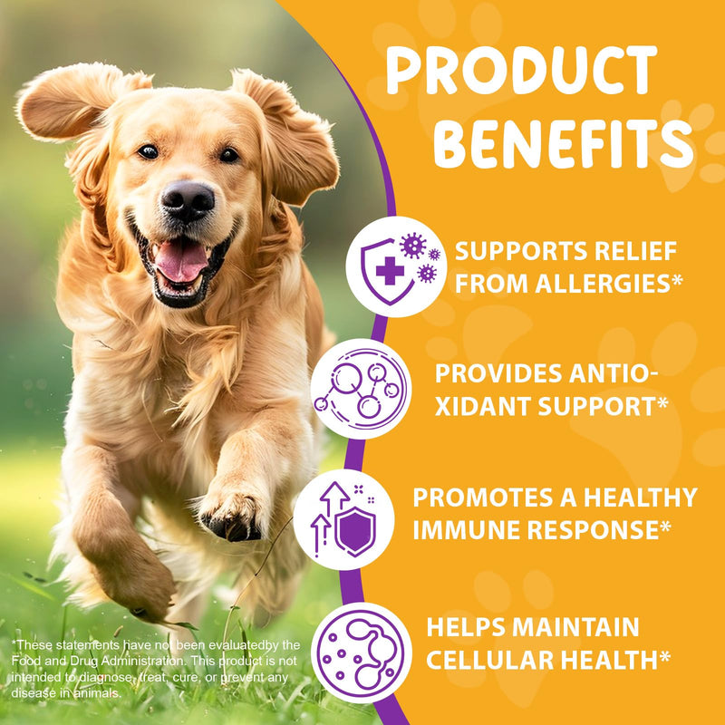 Quercetin for Dogs 60ml, Bacon Flavor Dog Antihistamine with Vitamin C for All Breeds & Sizes Dogs