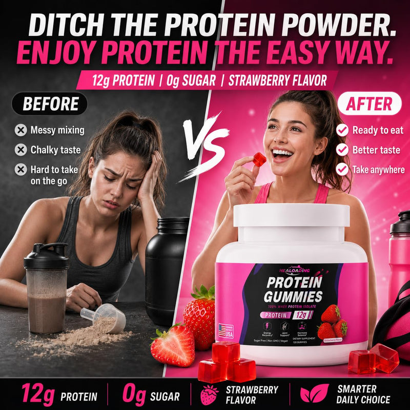 Whey Protein Gummies for Muscle Recovery & Growth – Daily Protein Supplement for Men & Women – Post Workout Supplement