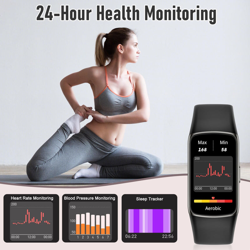 Zeacool Fitness Tracker with 24/7 Heart Rate, Blood Oxygen Sleep Monitor, 123 Sports Modes Calories Smart Watch,IP68 Waterproof Step Counter Activity Trackers Health Pedometer for Women Men Black