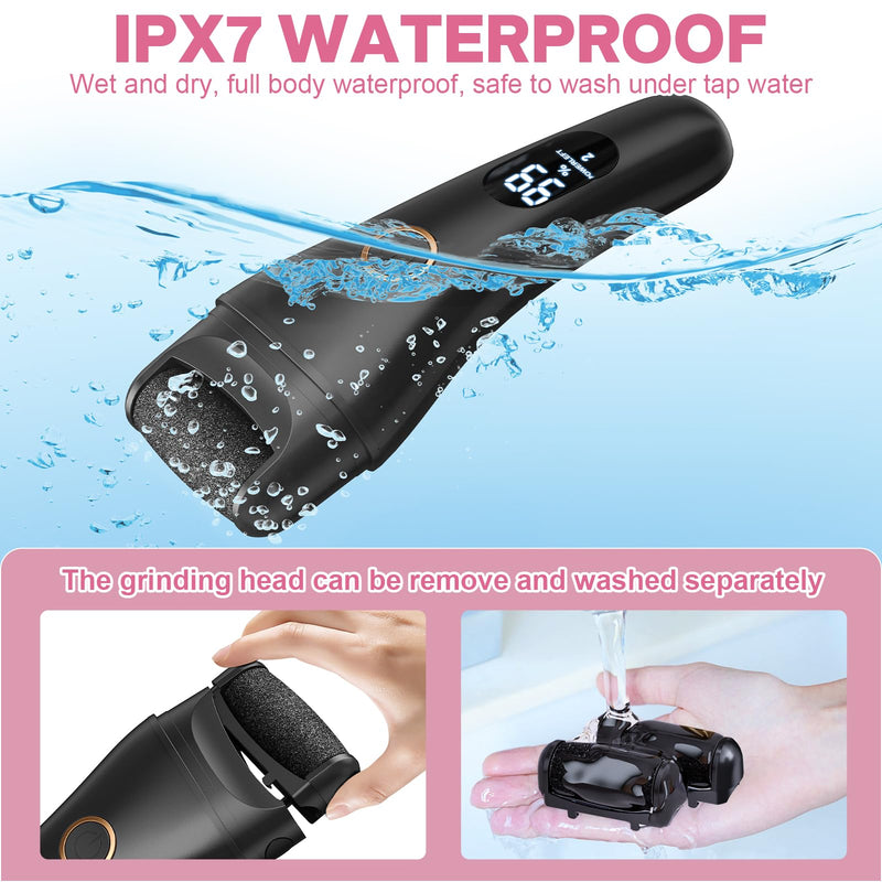 Electric Foot File - Callus Remover for Feet, Adjustable 3 Speed Foot Callus Remover with 16 in 1 Pedicure Tools Professional Foot Care, to Remove Dead Skin and Calluses Hard Skin Dry Cracks (Black) Black Electric Callus Remover +16 In1 - BeesActive Australia