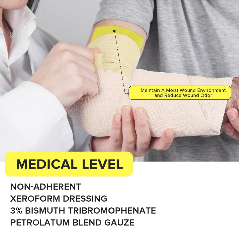 Medical Xeroform Petrolatum Dressing Patch 5"x 9", Non-Adherent Gauze Dressings Soft Fine Mesh Gauze Patch for Burns, Wound Care Lacerations, Skin Grafts Surgical Incision (5x9 in) 5x9 in