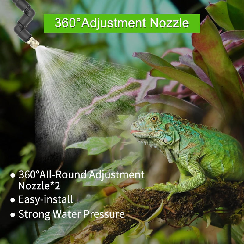 Reptile Mister System, Reptile Humidifier for Terrariums, auto Mister with 2 Spray Nozzles for Reptiles，Snakes,Frogs,Plants - PawsPlanet Australia