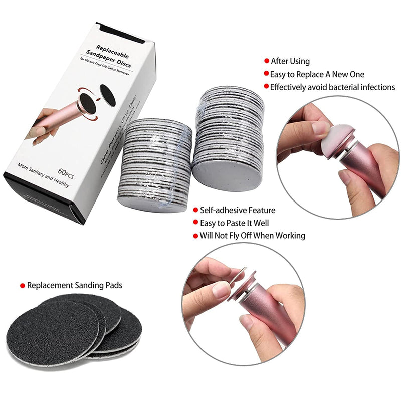 120pcs Replaceable Sandpaper Refill Discs for Electric Foot File Callus Remover Dead Skin Removal (60pcs Rough 60 Grit, 60pcs Smooth 100 Grit) 60 Grit+100 Grit - BeesActive Australia
