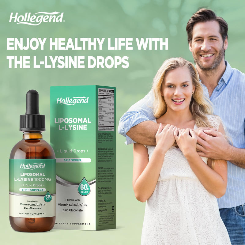 Liposomal L-lysine 1000MG Liquid Drops, Lysine Supplement for Women & Kids with Vitamin C, B6, D3, B12 & Zinc Gluconate, Skin & Lip Health, Immune & Collagen Production Support, Lemon Flavor, 2 fl oz - BeesActive Australia