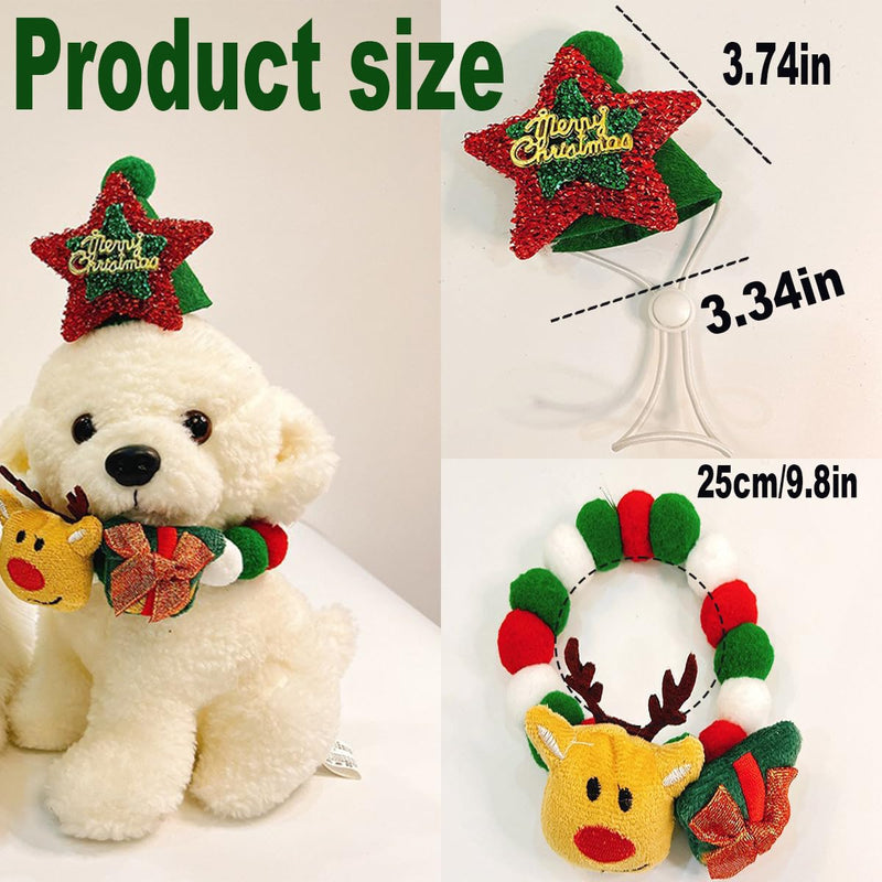 Christmas pet Collar Cat Ornament Elastic Plush Ball Cute Cat Collar with Hat Dog Neck Collar Elastic Collar Pet Costume Accessories - BeesActive Australia