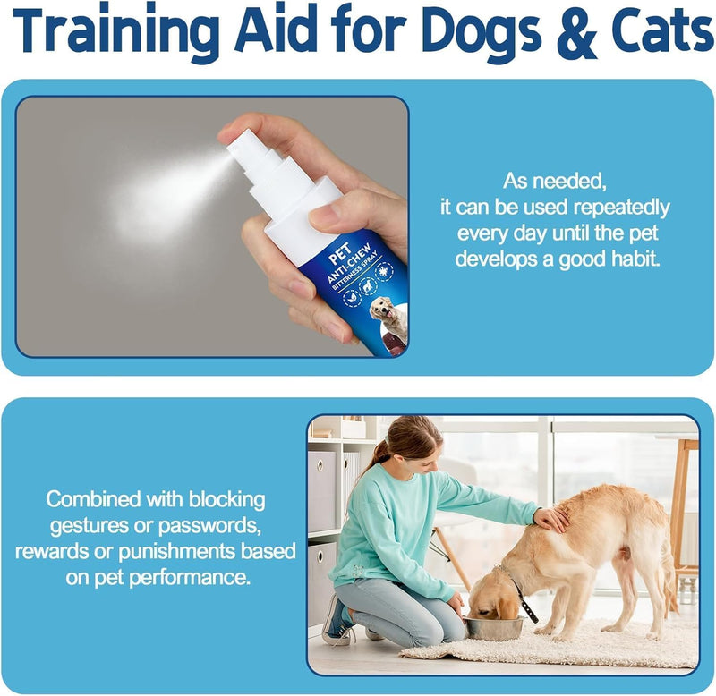 No Chew Spray for Dogs 120ML Bitter Apple, Effective Anti Chew Spray for Dogs, Protects Furniture, Belongings & Prevents Wound Irritation, Indoor & Outdoor Use, No Alcohol & Trace