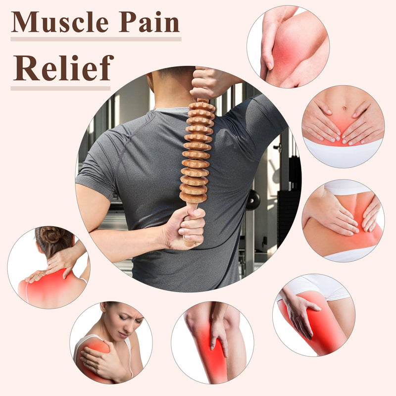 Wood Massage Roller Wood Therapy Massage Tools Body Roller Cellulite Roller Fascia Blaster Wooden Massager for Lymphatic Drainage, Maderoterapia, Pain Relief(Curved) Curved