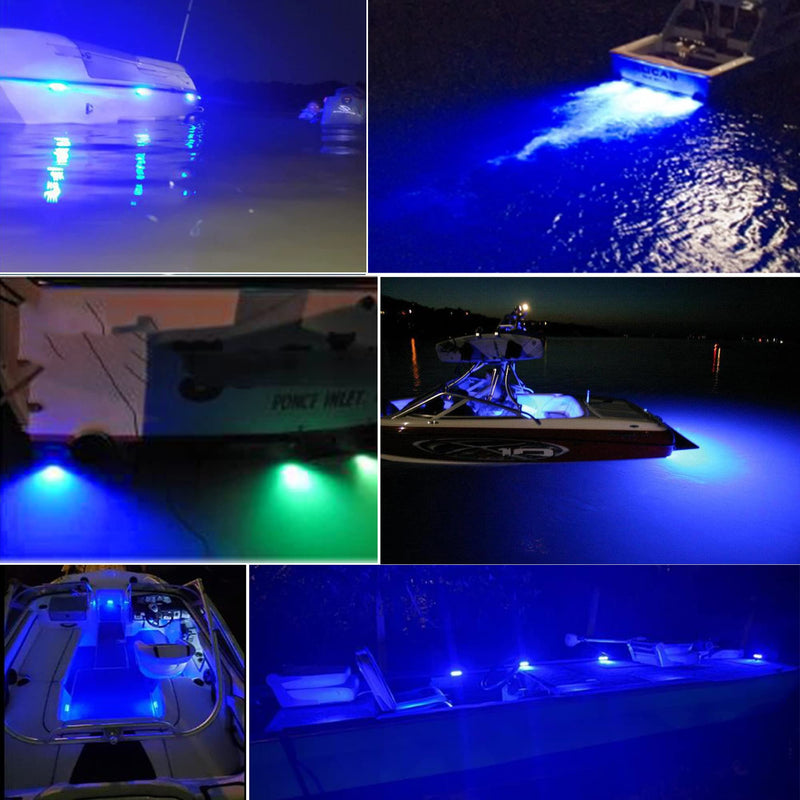 2Pcs 27 LEDs Blue Marine Boat Lights,IP68 Waterproof Underwater Boat Trailer Light Pontoon Boat Transom Lights Stern Navigation Light Boat Interior Deck Lights 10-30V DC