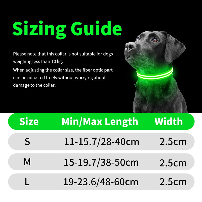 PcEoTllar Rechargeable Dog Light Collar, Luminous Dog Collar, Illuminated LED Collar for Dogs for Small Medium Large Dogs, Dog Light Collar, Waterproof, 3 Light Modes, Green-M M - BeesActive Australia