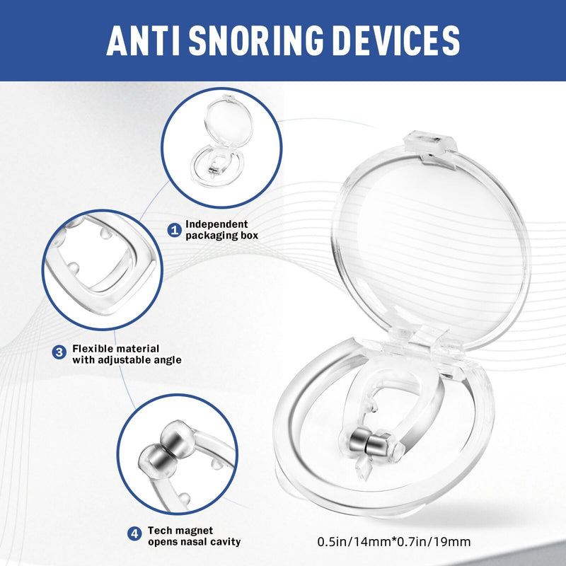 Anti Snoring Devices, Snore Stopper with Adjustable Magnet, Silicone Nose Clip Stop Snoring, Effective to Relieve Snoring, Snoring Solution for Comfortable and Quieter Sleep, Clear, M 1