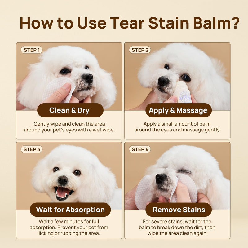 HICC PET Eye Balm for Dogs & Cats, Vet-Recommended Dog Eye Infection Treatment Gently Remove Tear Stain, Debris, Discharge, Crust - Hypoallergenic Pet Eye Cream Cleaner for Wrinkle, Face - 0.21 oz