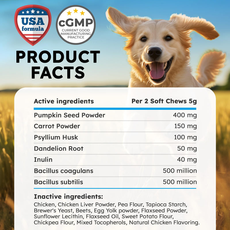 Anal Gland Chews 150Pcs - Constipation Relief for Dogs - Fiber Supplements, Natural Ingredients & Vitamins - Chicken Chicken Flavor