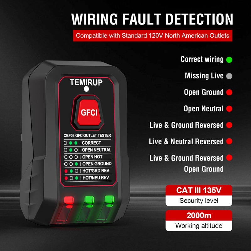 Circuit Breaker Finder with GFCI Outlet Tester, Electrical Circuit Tracer with LCD Display & NCV Test, 90-135V AC Circuit Breaker Finder Tool with Flashlight & Buzzer Alarm, Carrying Case CBF03 circuit breaker finder + 0 Accessories