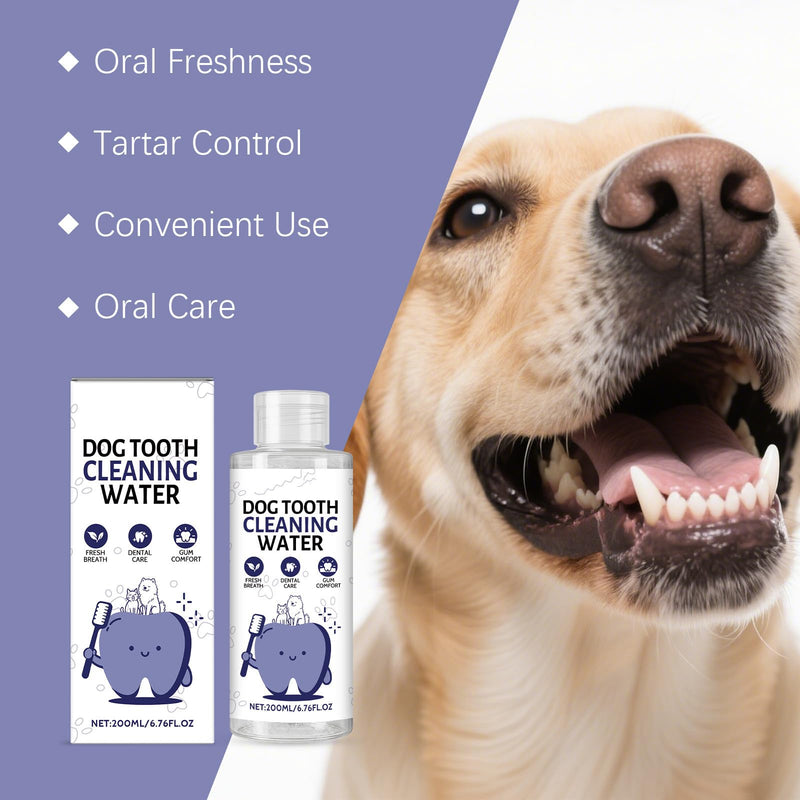 Dog Dental Water Additive, 200ml/6.76fl oz, Helps Freshen Breath & Helps Reduce Tartar, No Brushing Required, Gentle Formula for Daily Oral Care