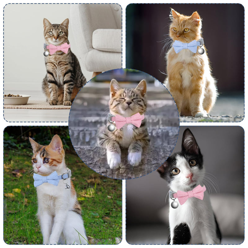 2pcs Cat Collar with Bells, Adjustable Breakaway Kitten Collars with Removable Bowtie, Soft and Comfortable Cat Collars for Cats, Perfect for Daily Wear, Parties, and Special Occasions - BeesActive Australia