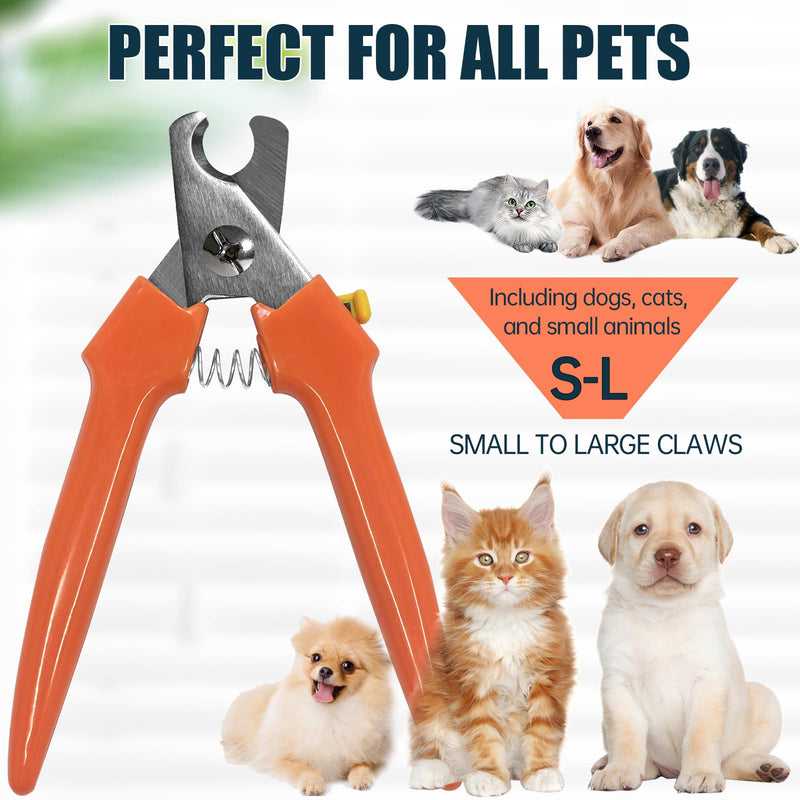 Dog Nail Trimmers 767C - Professional Dog Nail Clippers for Large and Small Dogs, Easy-to-Use Pet Nail Trimmers for Safe and Precise Grooming, Durable Claw Clippers for Paws Care Orange
