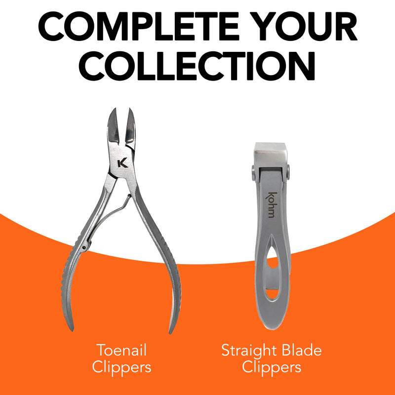 KOHM Nail Clippers for Thick Nails - Heavy Duty, Wide Mouth Professional Fingernail and Toenail Clippers for Men, Women & Seniors, Silver Curved-silver - BeesActive Australia