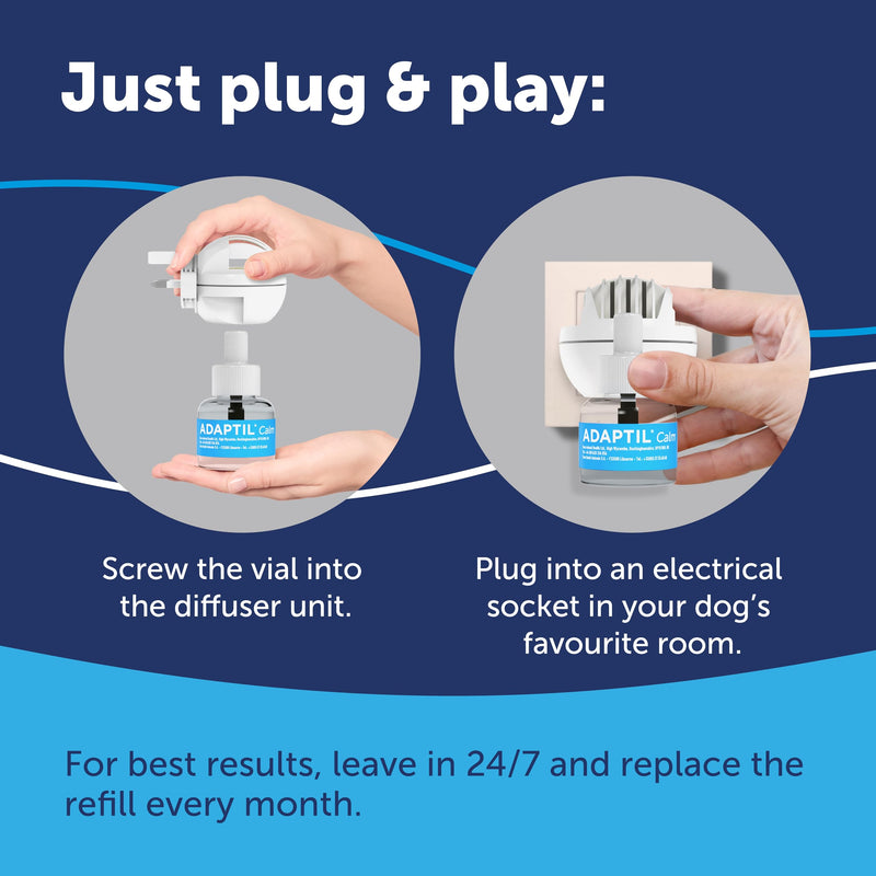 30 Day Refill For Adaptil Calm Home Diffuser For Dogs | 1 Refill For Adaptil Dog Calming Plug In Pheromone Diffuser To Help Reduce Anxiety And Stress In Pet Dogs | Diffuser Helps Dogs Stay Calmer 30 day refill pack
