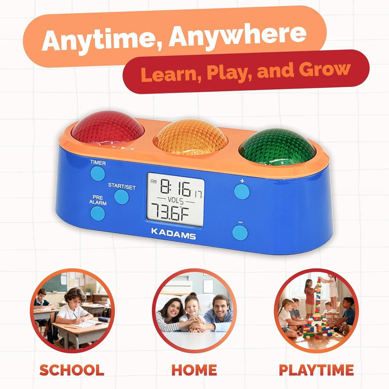 KADAMS Visual Timer for Kids with Pre-Alarm Stop Light Concept, Clock with Indoor Temperature, Kindergarten Classroom Teacher Must Have, Time Management Gifts for Kids, Toddlers, Kindergardeners,ADHD - BeesActive Australia
